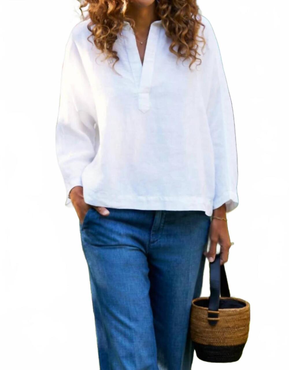 NEW FRANK & EILEEN gabi popover shirt in white